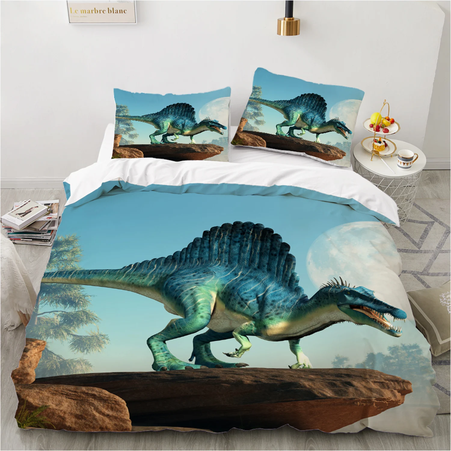 

Dinosaur Theme Duvet Cover Set 200x200cm 140x200- Soft Polyester Sword Dragon Bed Set for Boys Kids Baby Bedding set Room Decor