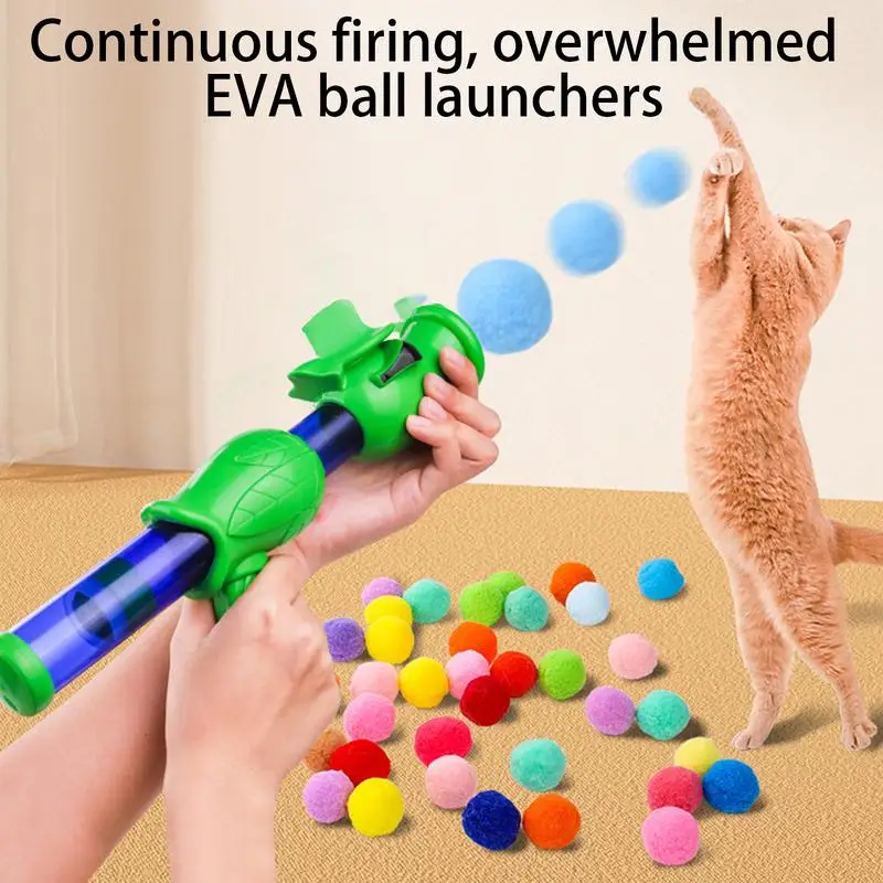 Cat Toys Interactive Launch Training Toy For Kitten Dog Pet Creative Mini Shooting Guns Game Stretch Plush Ball Toy Pet Supplies