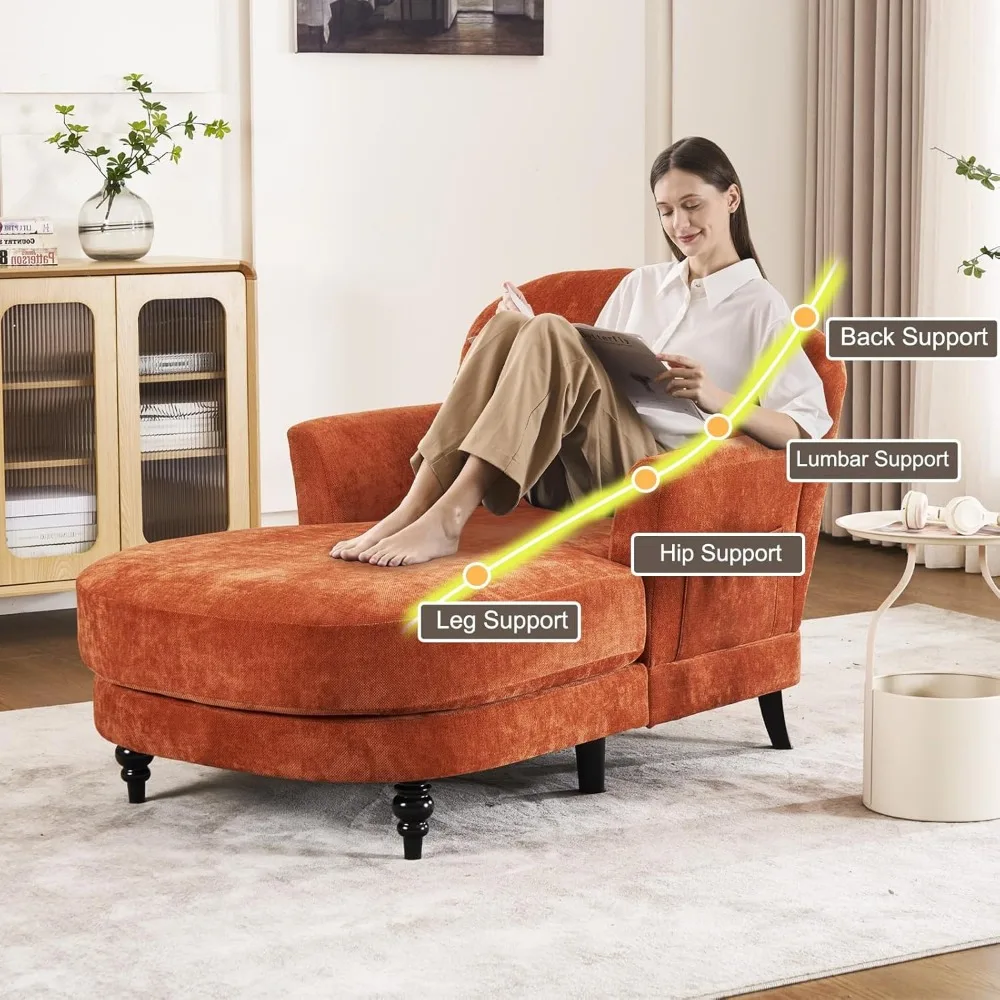 كرسي صالة داخلي، كراسي قراءة كبيرة الحجم 59.8، أريكة مفردة مريحة للنوم العميق من الشنيل، وضع منجد