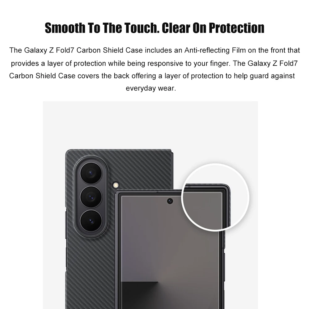 Original For Samsung Galaxy Z Fold7 Carbon Shield Case Galaxy Z Fold 7 Kevlar Shield Case with Includes Screen Protector Film