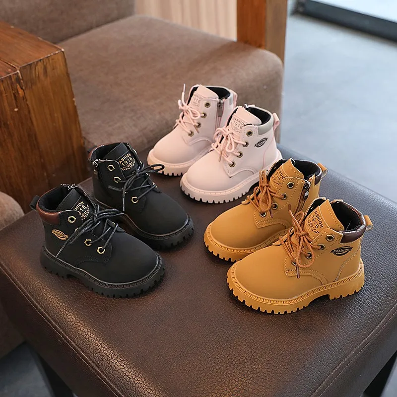 Britain Style Retro Classic Children Boys Short Boots Spring Autumn New Cute School Versatile Kids Shoes Girls Boots Non-slip PU