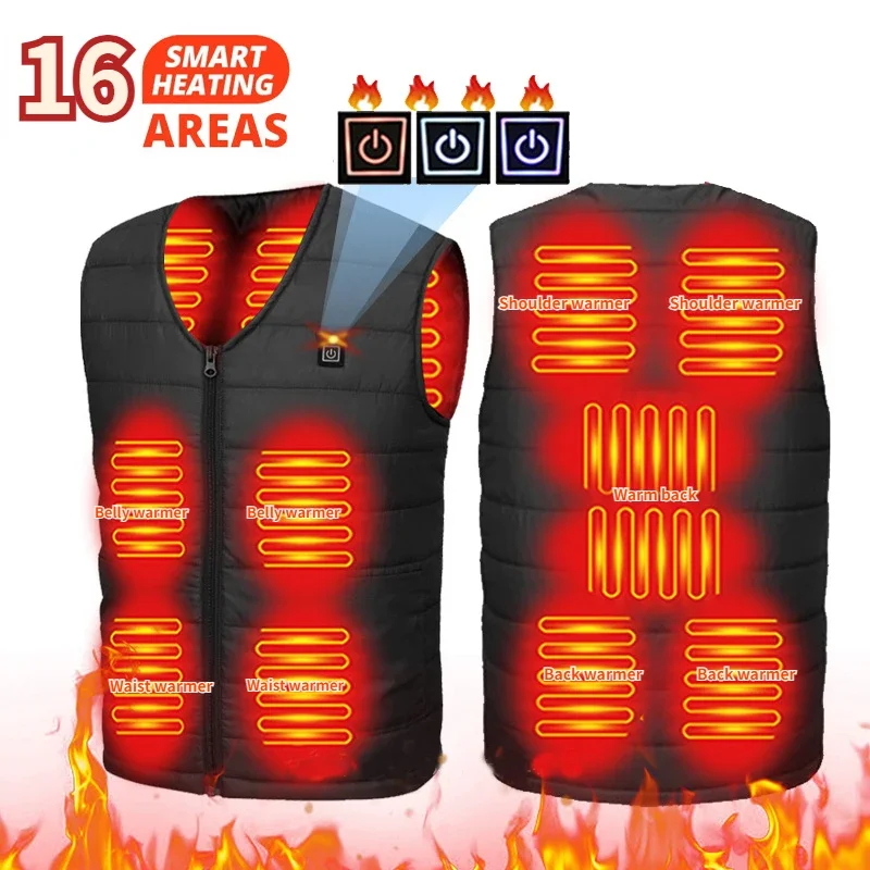 16 Areas Heated Vest Men Jacket Heated clothes Winter Womens Electric Usb Heater waterproof Man Thermal Vest Body Warmer Coat