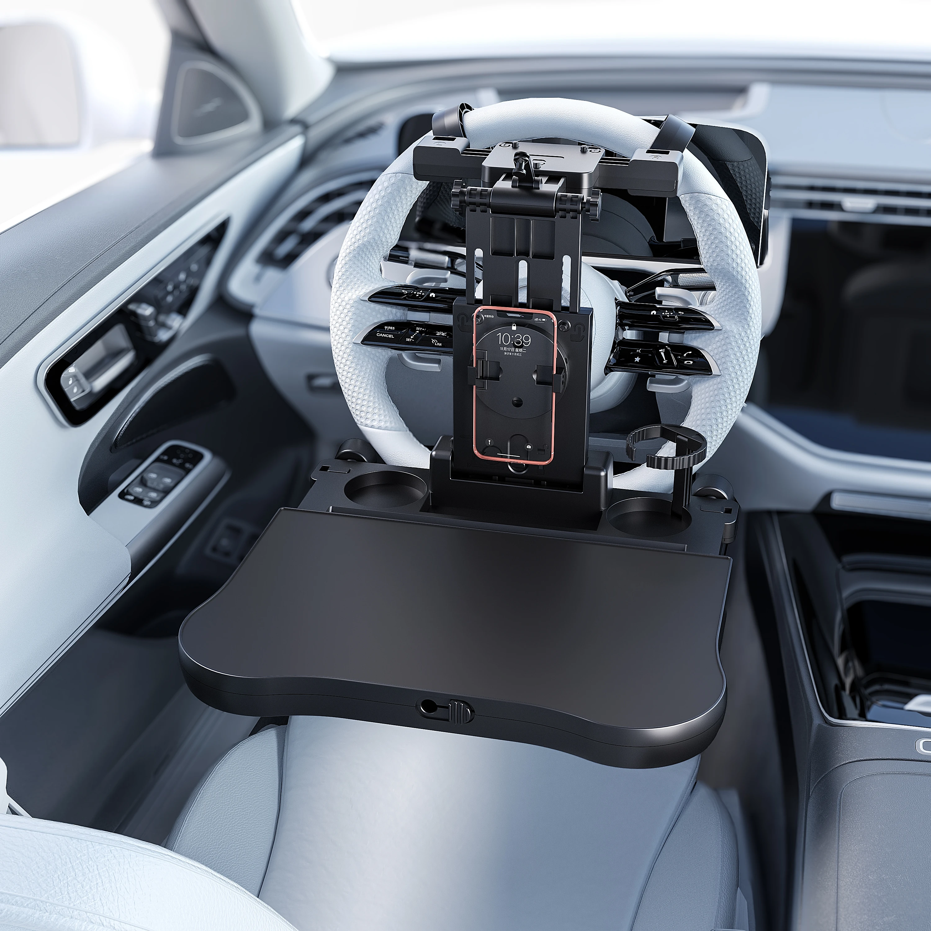 Custom Multifunction Design Portable Laptop Desk Tray Car Steering Wheel Eating Food Plate Small Table Board Steering Wheel Tray