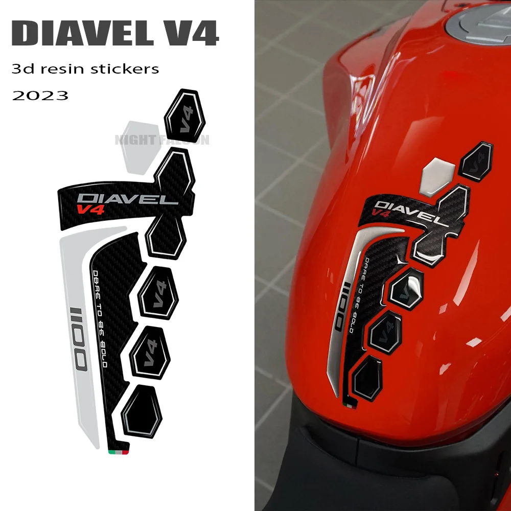 

For Ducati Diavel V4 2023- Motorcycle Accessories Tank Pad Protector 3D Epoxy Resin Sticker Kit