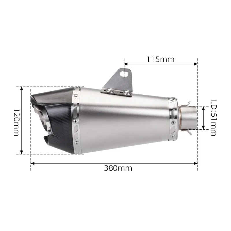 Full Size Custom Motorcycle Exhaust PipeMotorcycle Exhaust Pipe Modified MT07 MT09 FZ07 FZ09 Xsr900 AT2 Tail Section, Full Exhau