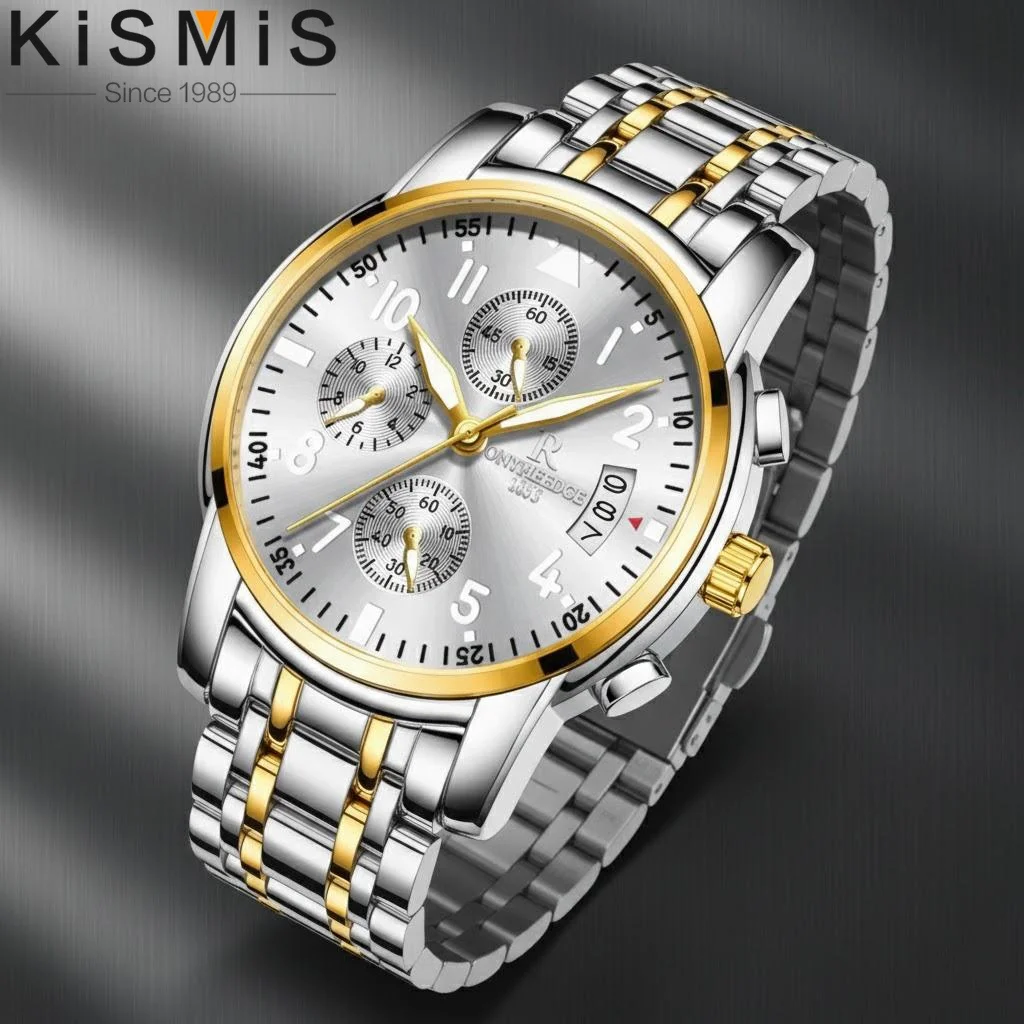 

Кварцевые часы из нержавеющей стали со светящимся циферблатом, водостойкий классический хронограф с календарем для женщин