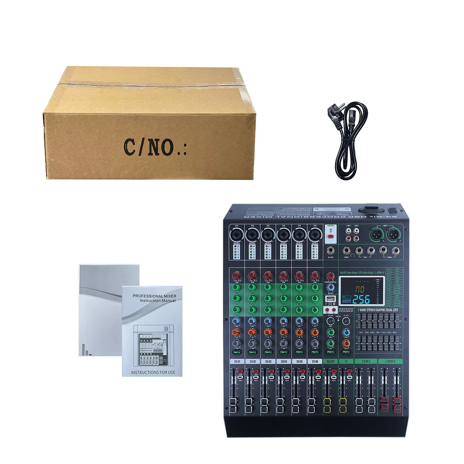 GAX-DX6 profession elle 6-Kanal-Audio-Mixer mit großem Display, eingebaute 256dsp Reverb-Effekte USB BT für Bühnen performance