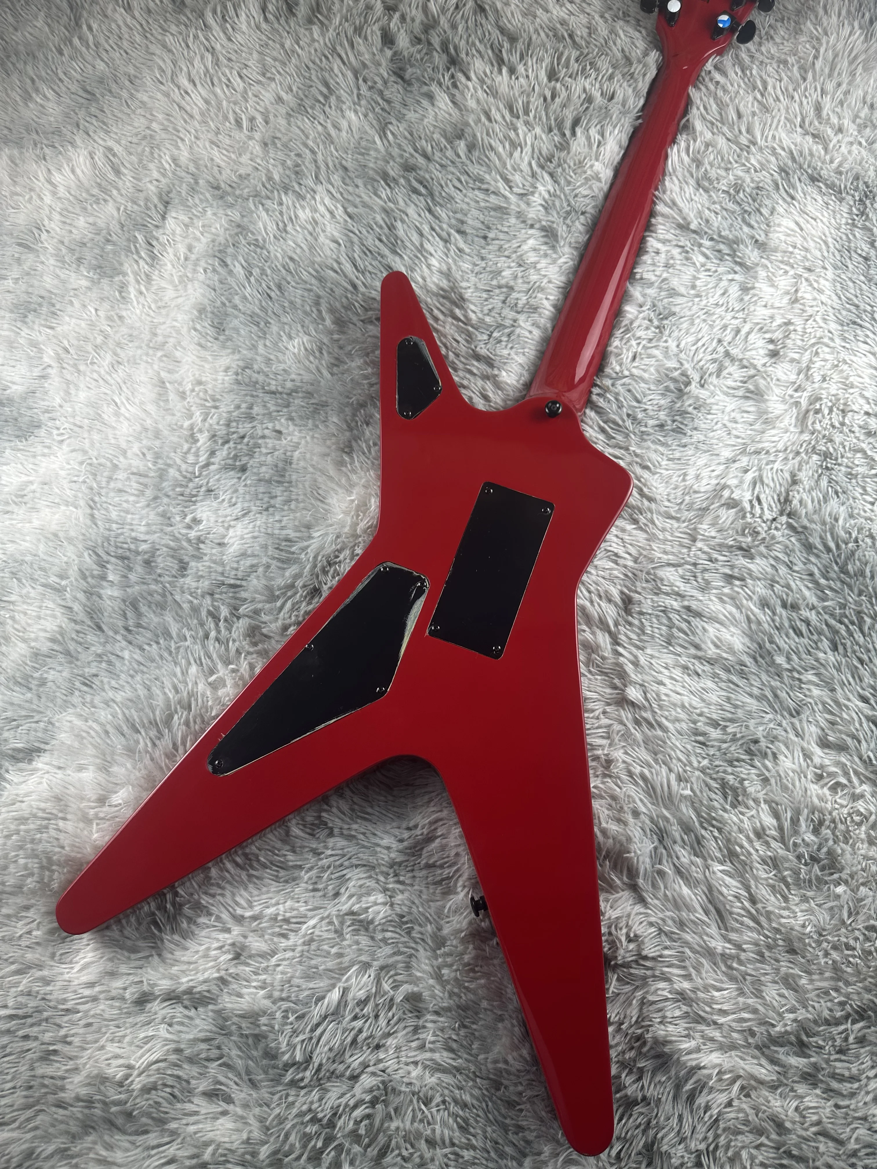 Irregular electric guitar, Red transfer printing, five star finger board inlay , bright light, in stock, fast shipping