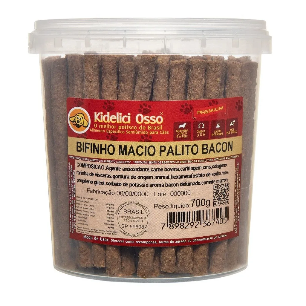 Bacon Toothpick-Kidelici Bone-Flavor Bacon - 700g (Pot)