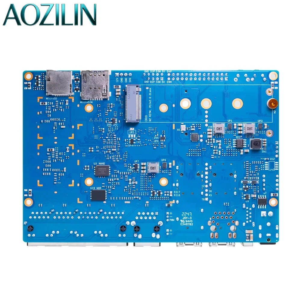 AOZILIN Filogic 830 OpenWrt Router Board MT7986 Quad-core A53 2GB DDR4 8GB eMMC 5G Ethernet 2.5G SFP Networking Board