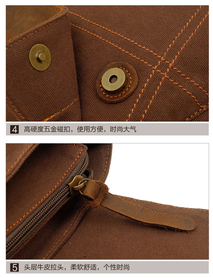 Vertical Canvas Messenger Bag - Vintage Moto Crossbody for Men & Women, Unisex Workwear Shoulder Sling with Retro Biker Style