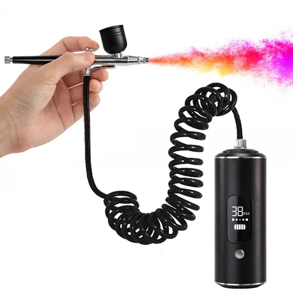 Airbrush With Compressor Pro Aerografo Kit For Face Paint Makeup , Nails Design , Cake Coloring , Model Painting