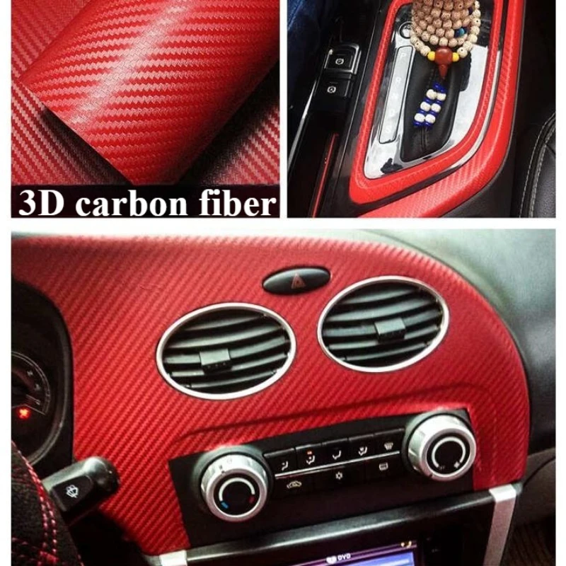 

3D красный виниловый автомобильный лист из углеродного волокна, рулонная пленка, автомобильные наклейки, наклейка для мотоцикла, автостайлинг, аксессуары для автомобилей