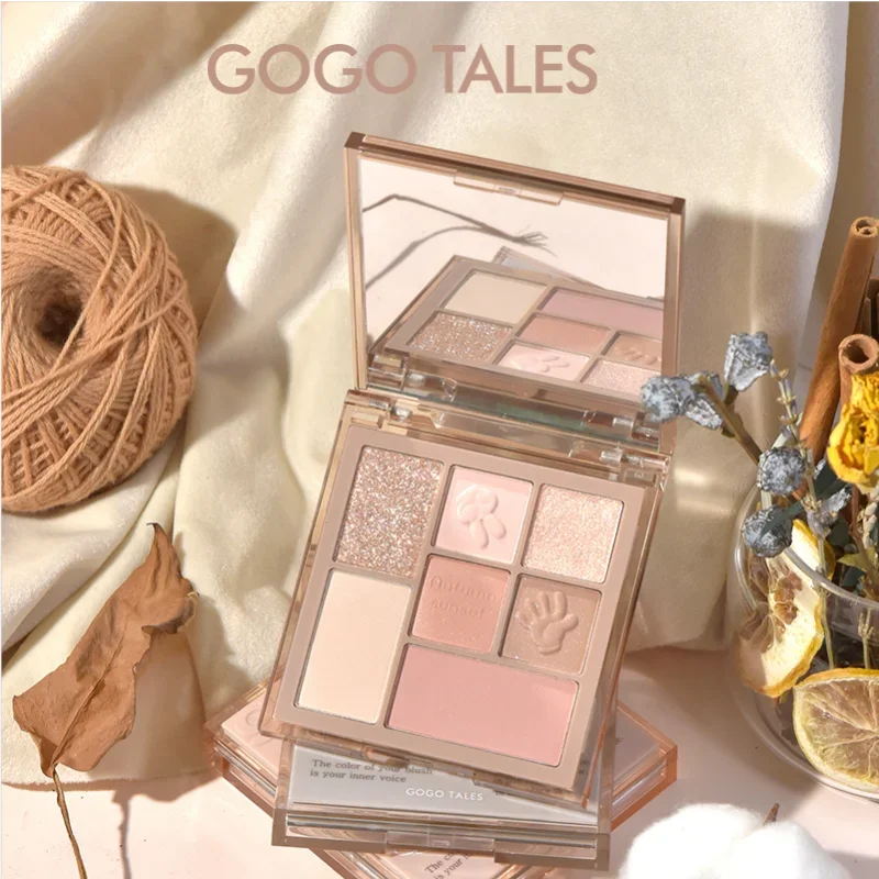 Gogotales Whisper Book 7 colori Eyeshadow Palette Blush Highlighter 2-in-1 Matte Shimmer Pearlscent Long-lasting Makeup Cosmetics