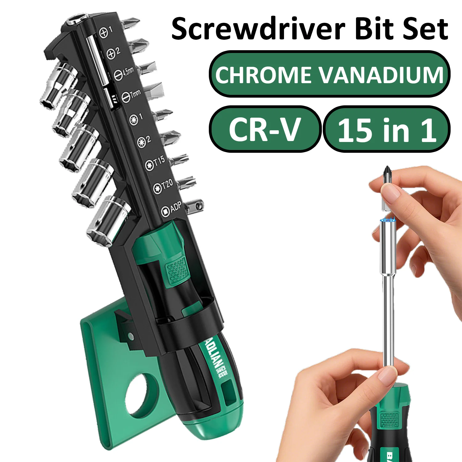 15PCS Screwdriver Bit Set 15 in 1 CR-V Screwdriver Precision Hexagonal Magnetic Screwdriver Head Drills Sockets Car Repair Tools