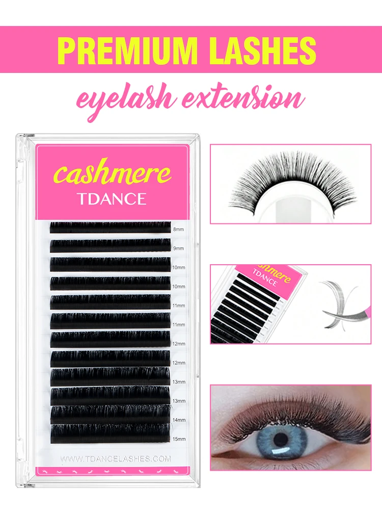 TDANCE Kaschmir-Wimpernverlängerung, supermattschwarz, klassische Wimpernverlängerung, individuelle Volumen-Wimpern für professionelle Nerzwimpern