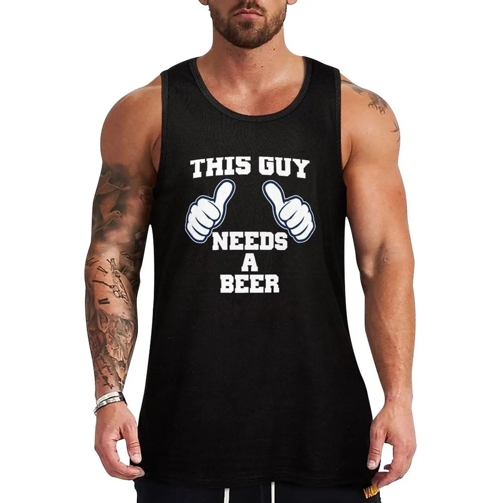 This Guy Needs A Beer Tank Top Casual Loose Tank Top Sleeveless Summer Beach Shirt