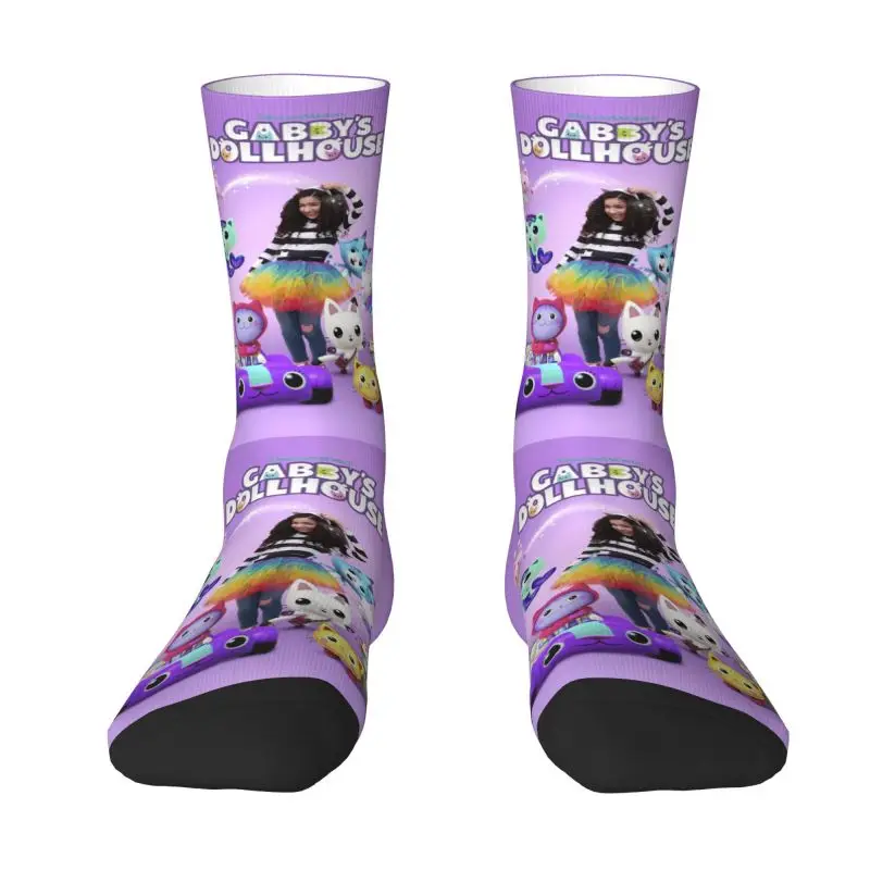 

Пользовательские кукольный домик Габби для мужчин и женщин, носки для экипажа, унисекс, кавайные носки с 3D принтом, платье русалки, кошки, кататата