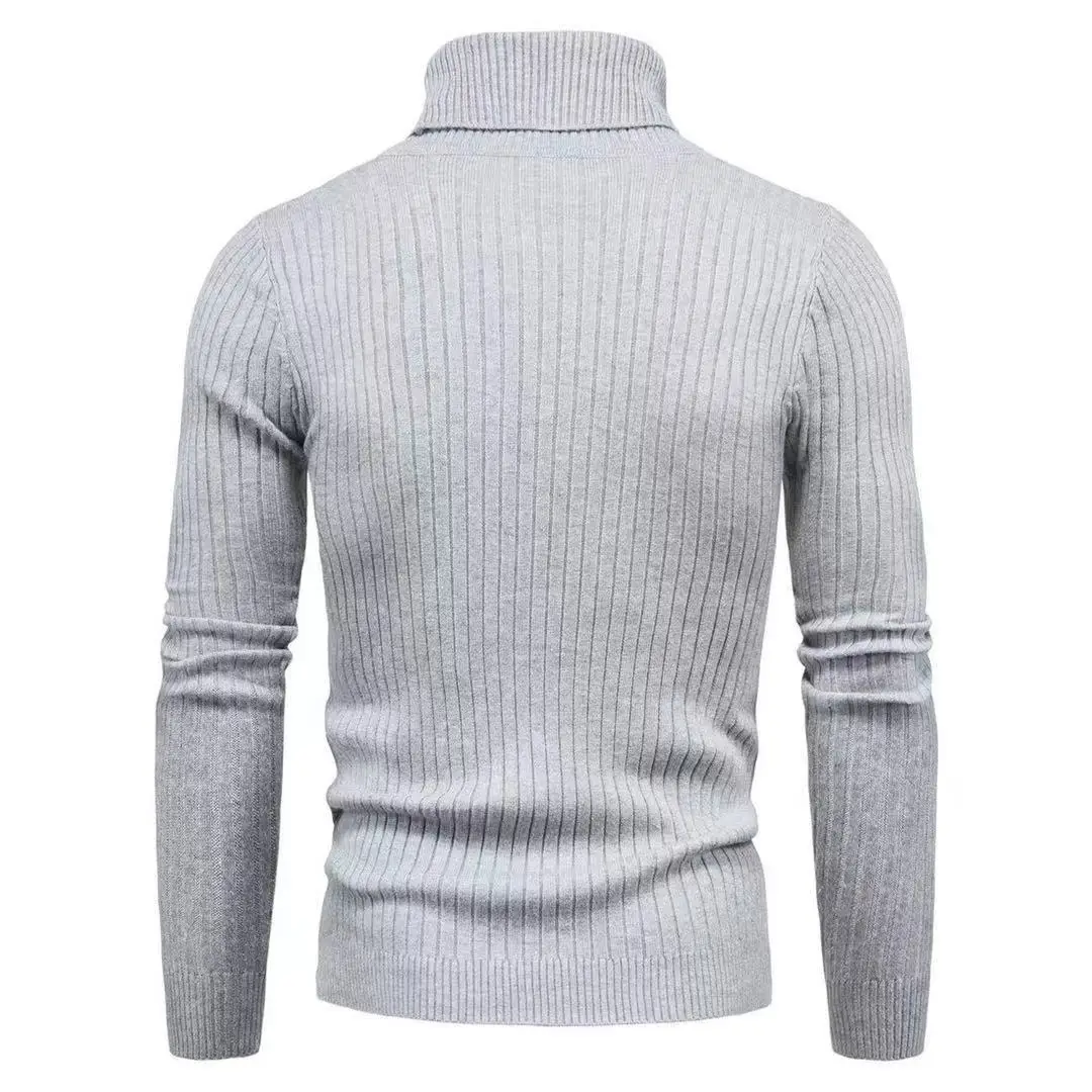 Autumn Winter Turtleneck Sweater Men Warm Fashion Solid Color Slim Fit Pullover Mens Knitted Sweater Bottoming Shirt Plus Size