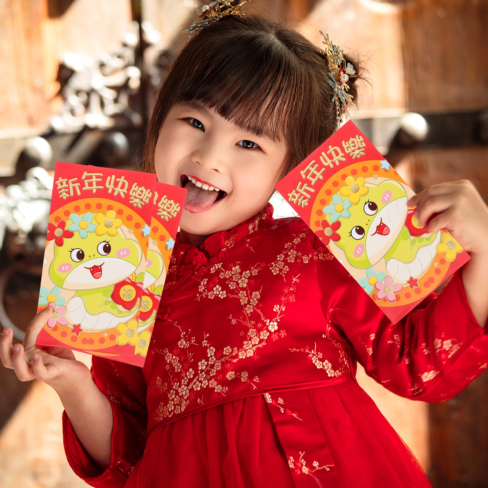 30 Pcs Spring Festival Red Envelope Snake Folded Wallet Money Coated Paper New Year