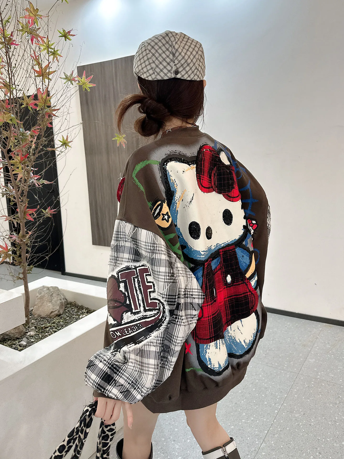 

Модный вязаный свитер с героями мультфильмов Thiened, женский свободный топ Lazy Sle, осенняя одежда, возрастная верхняя одежда, длинная молния све