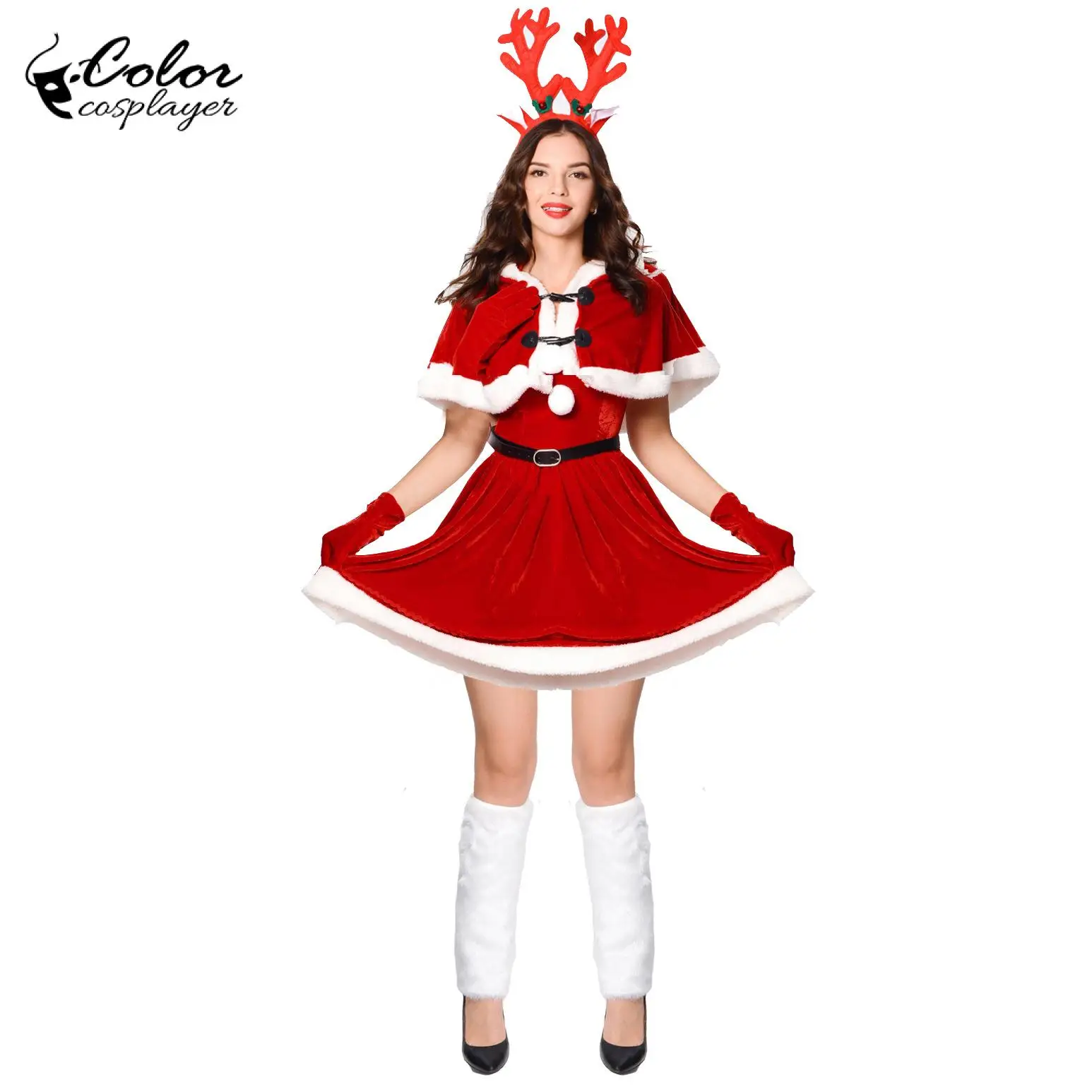 Kleur Cosplayer Kerst Meisje Jurk Pak Xmas Cosplay Kostuum Volwassen Feestjurk Carnaval Fantasia Vermomming Kleding