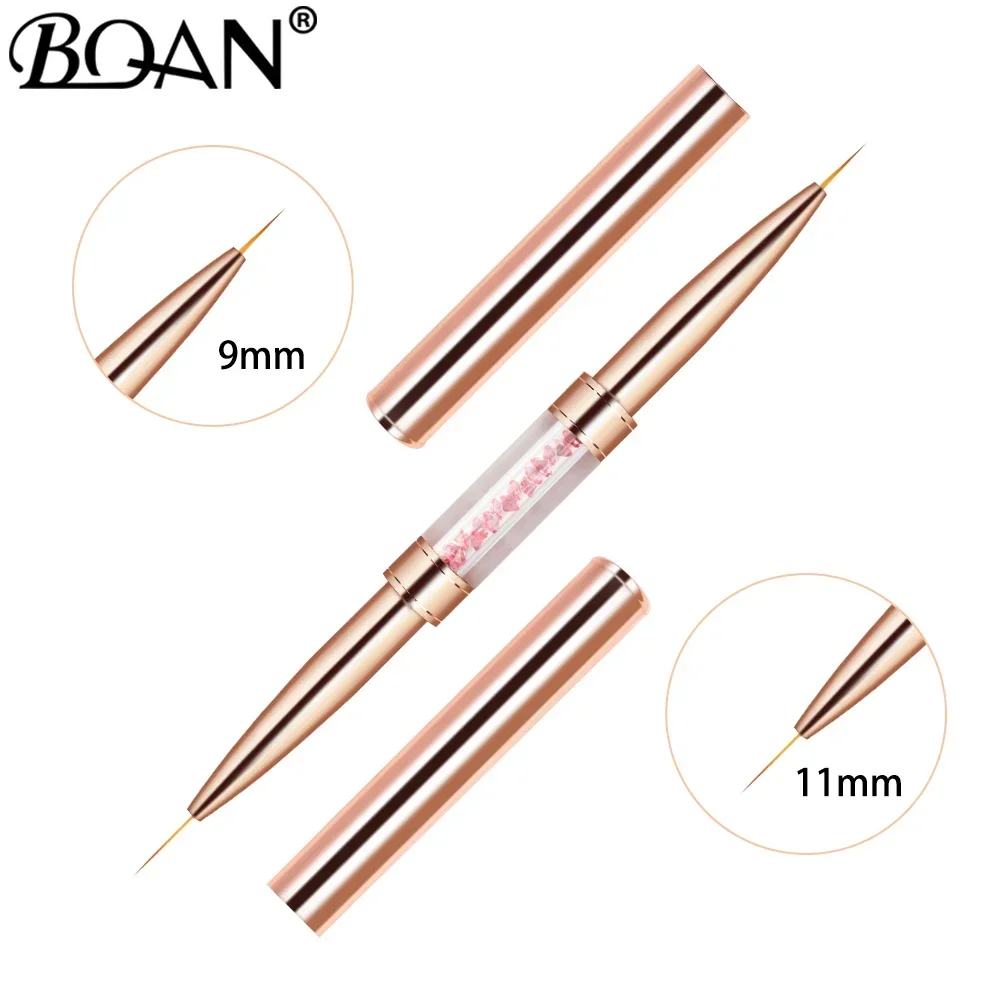 Black Double Head Crystal Handle Drawing Brush for Nail Art