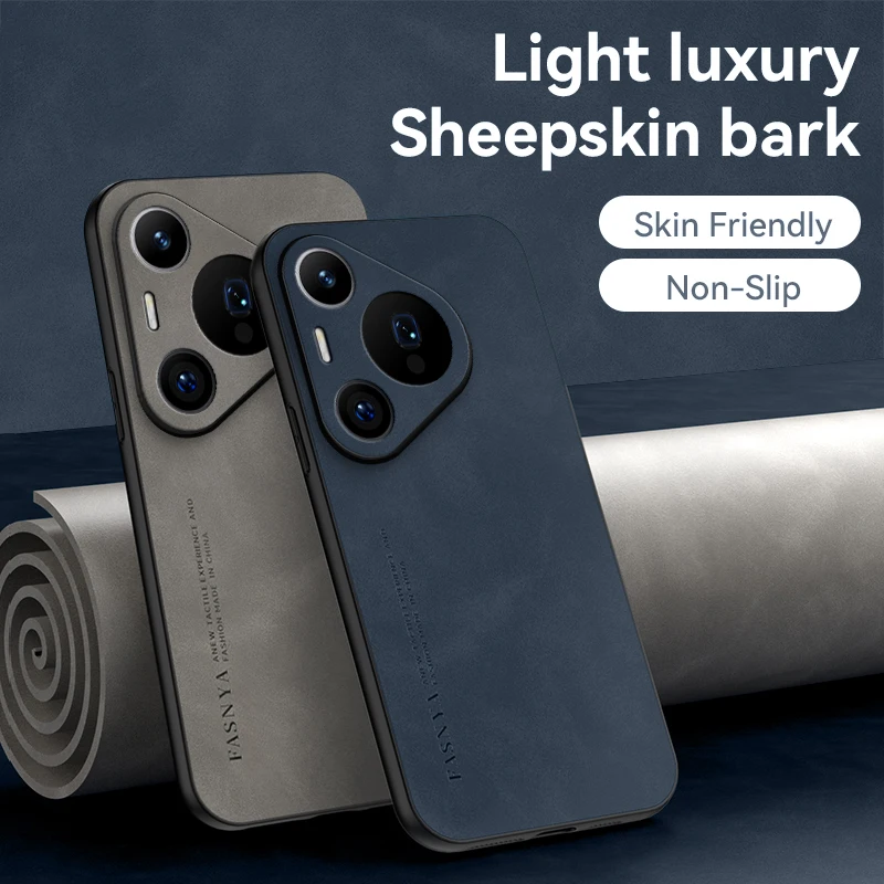 Coque de t�l�phone en cuir de mouton, �tui arri�re souple pour Huawei Pura 80 70 Pro P70 P60 P50 P40 P30 Ultra Mate 70 60 50 40 30 Pro Plus