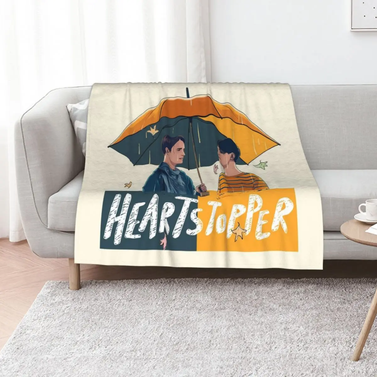 

Heartstopper - Nick & Charlie Umbrella Scene Vectorized Throw Blanket Multi-Purpose for winter decorative Blankets