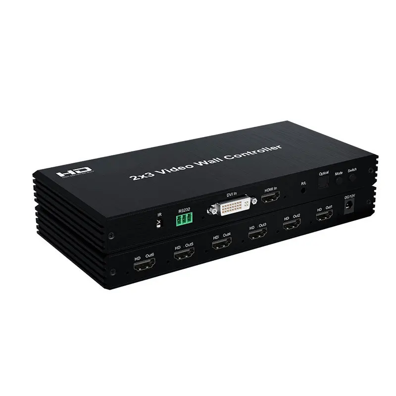 2x3  Video Wall Controller for HDMI-Compatible 1080P Multi Screen Stitching Processor 2x3 2x2 3x1 4x1 6x1 Splicing Box 180' Flip