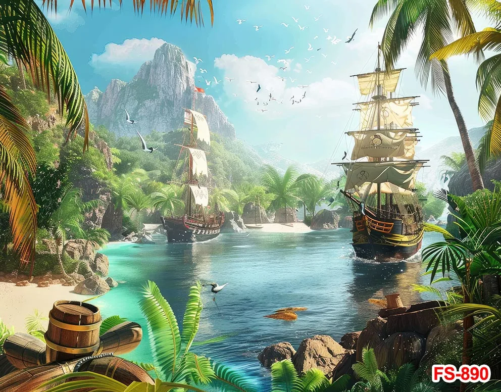 Meninos aniversário aventura festa decorações, navio à vela, navegação, ilha pirata, cenários oceânicos, fundos, adereços de foto cabine