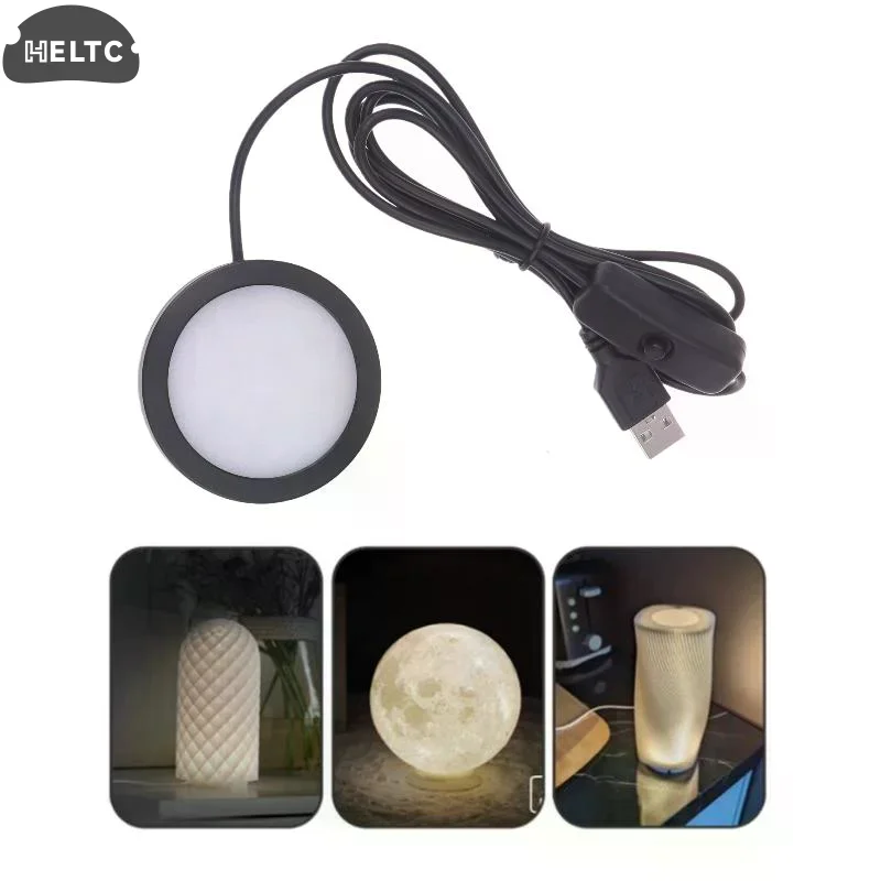 1Pcs 5V For Bamboo Led Light Parts DIY Model Warm/White/Neutral Black USB Round Ultra-thin Light For Bambu Lab Lamp Kit Hardware