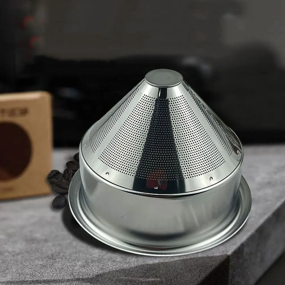 Coffee Utensil Conical Stainless Steel Coffee Filter 58mm Bottomless Coffee Dripper Fine Mesh Paperless Coffee Funnel Outdoor