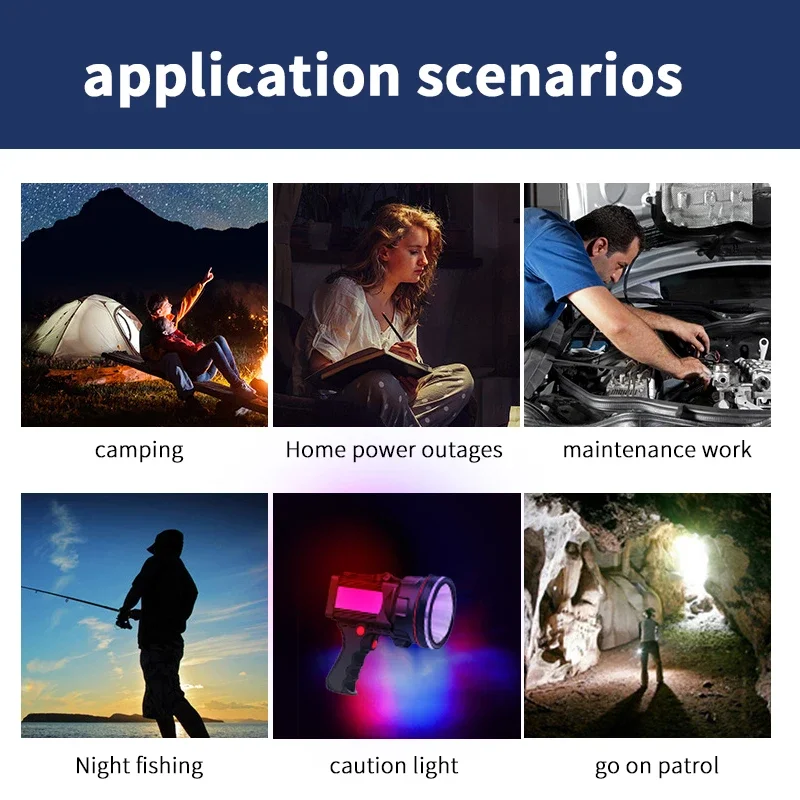 كشاف LED + COB قوي USB فانوس تخييم قابل لإعادة الشحن أضواء خارجية محمولة مقاومة للماء مصباح يدوي للعمل