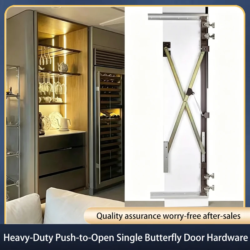 Pop Up Rebound Single Open Damping Buffer Butterfly Door Track For Cabinet Pocket Hidden Folding Side Insert Door Hardware