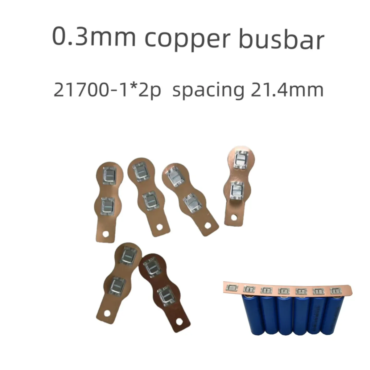 1*2P 3.7V 8AH Small Household Appliance Battery Copper Busbar 21700 Power Cell Connector 0.3mm Spacing  21.4mm for Electronics