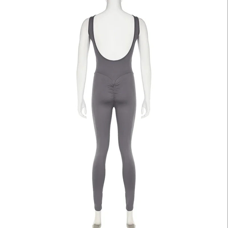 بدلة قفز صيفية للياقة البدنية بدون أكمام من Darlingaga للنساء بدون ظهر قابلة للطي كاجوال رياضية أنيقة للجسم قطعة واحدة للصالة الرياضية