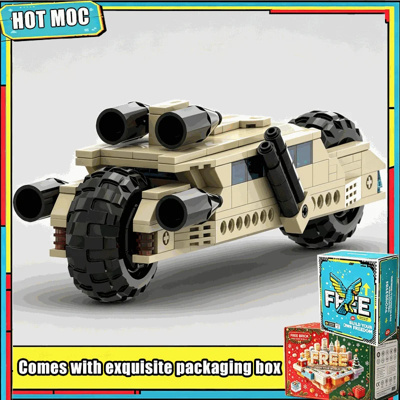 210 Parts Futuristic Two Wheel Rocket Truck Building Blocks Model Custom DIY Assembly Creative Educational Toy Gifts Collection