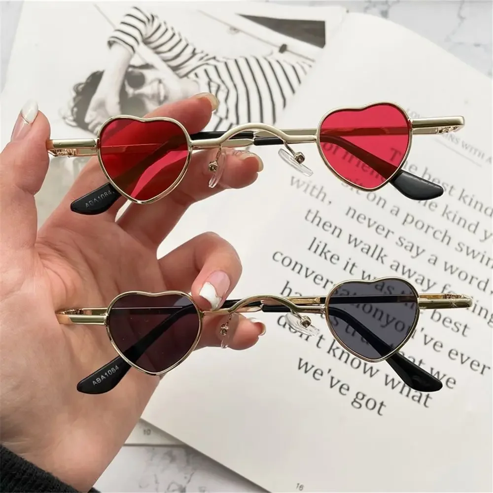 Mini Heart-Shaped Sunglasses Men Women Candy Color Metal Frame Shades