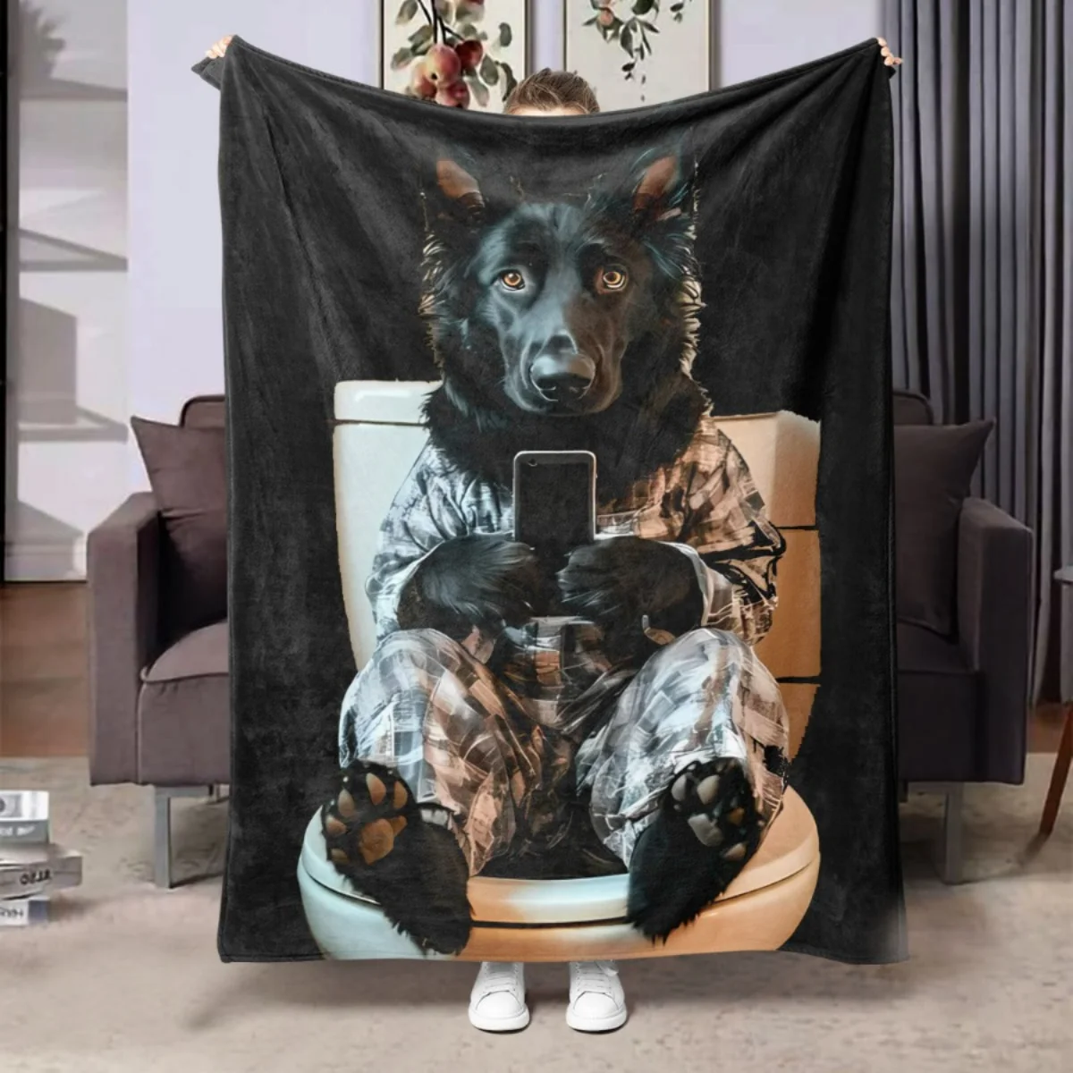 

German Shepherd Pattern Flannel Blanket - Soft and warm, suitable for sofas, beds, camping, makes a holiday gift for boys and gi