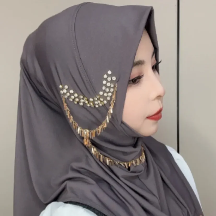 Muslimischer Hijab für Damen, hochwertiger Hijab, glitzernd, Dubai-Party