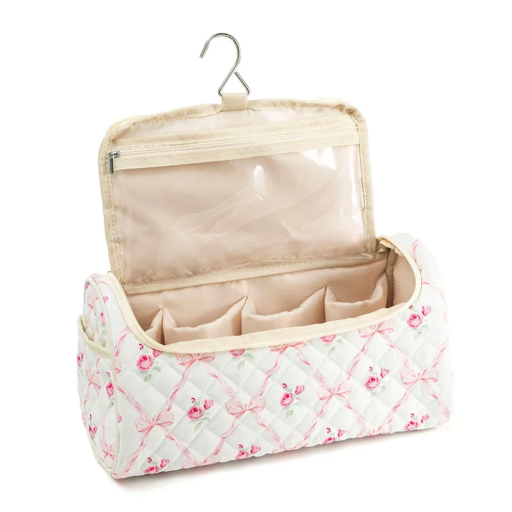 

Quilted Travel Case For Cotton Hair Tools Travel Bag Hangable Storage Bags With Hanging Hook