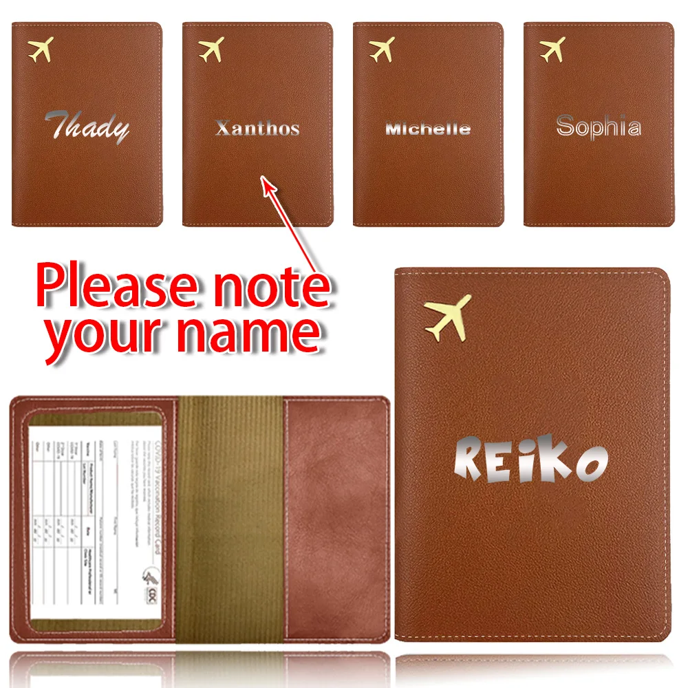 

Customized Name Leather Passport Holder PU Passport Cover Travel Organizer RFID Protective Slim Wallet Coin Purse Card Case DIY