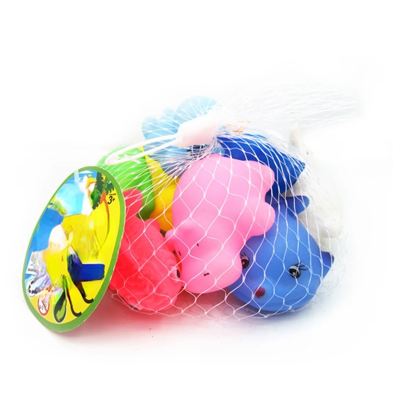 

12pcs/lot Swimming Water Colorful Soft Rubber Float Squeeze Sound Squeaky Bathing Toy For Baby Kids Gifts Cute Animals Bath Toys