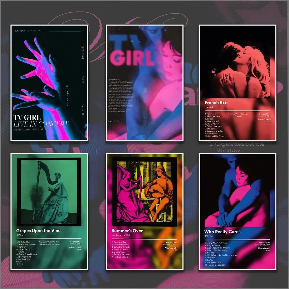 T-TV Girl Album Music Painting Calligraphy Canvas Poster Hallway Bedroom Living Room Home Bar Decoration Interior Wall