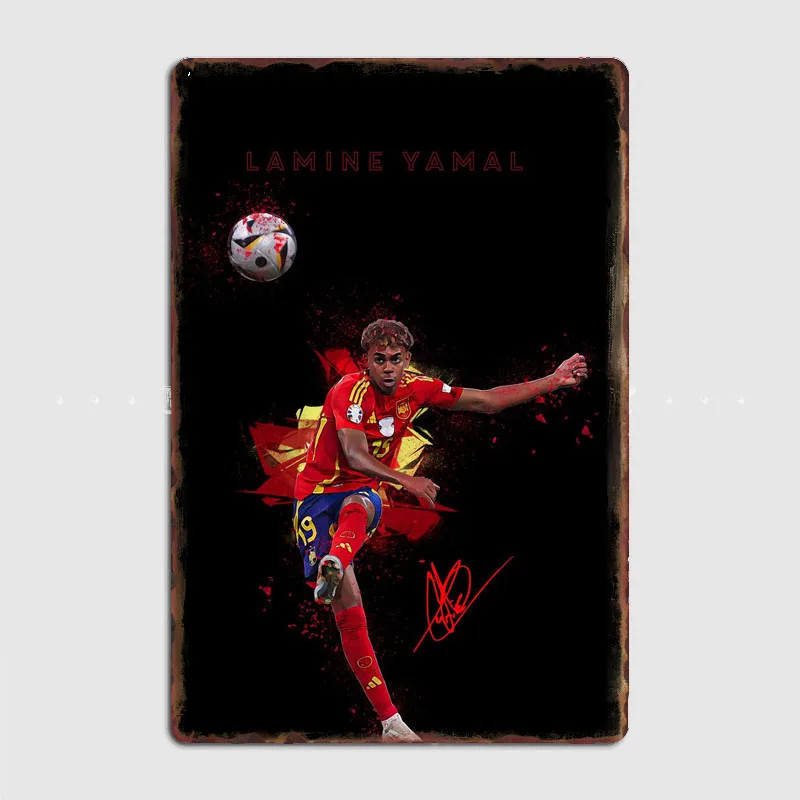 Lamine Yamal Football Sport Player Posters Metal Sign Custom Tin Wall Decor Club Garage Drawing Room Decor Vintage Home Decor