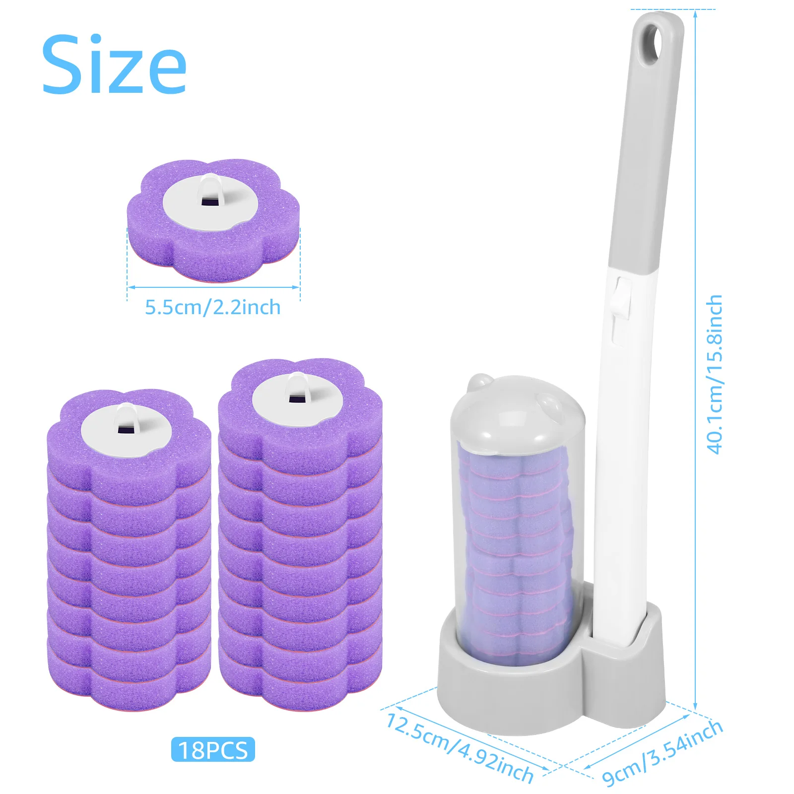 18/36Pcs Disposable Toilet Brush Clean Tool With Long Handle Bathroom Deep Cleaning Sponge Replacement Brush Head Wc Accessories