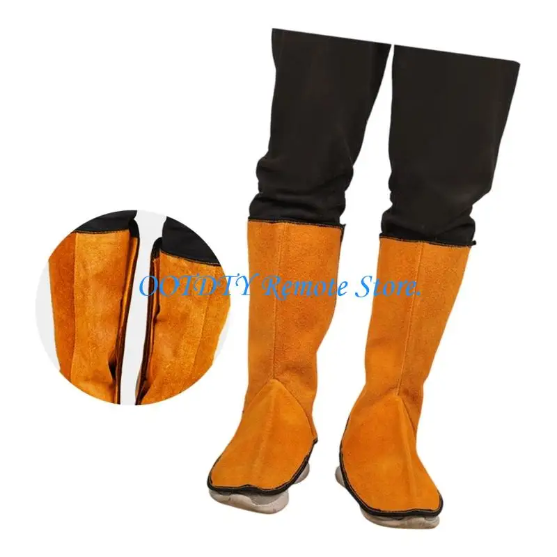  Welding Foot Covers with Leather Outer Build, Over Shoe Lower Leg Coverage for Workshop and Fabrication Floor Work