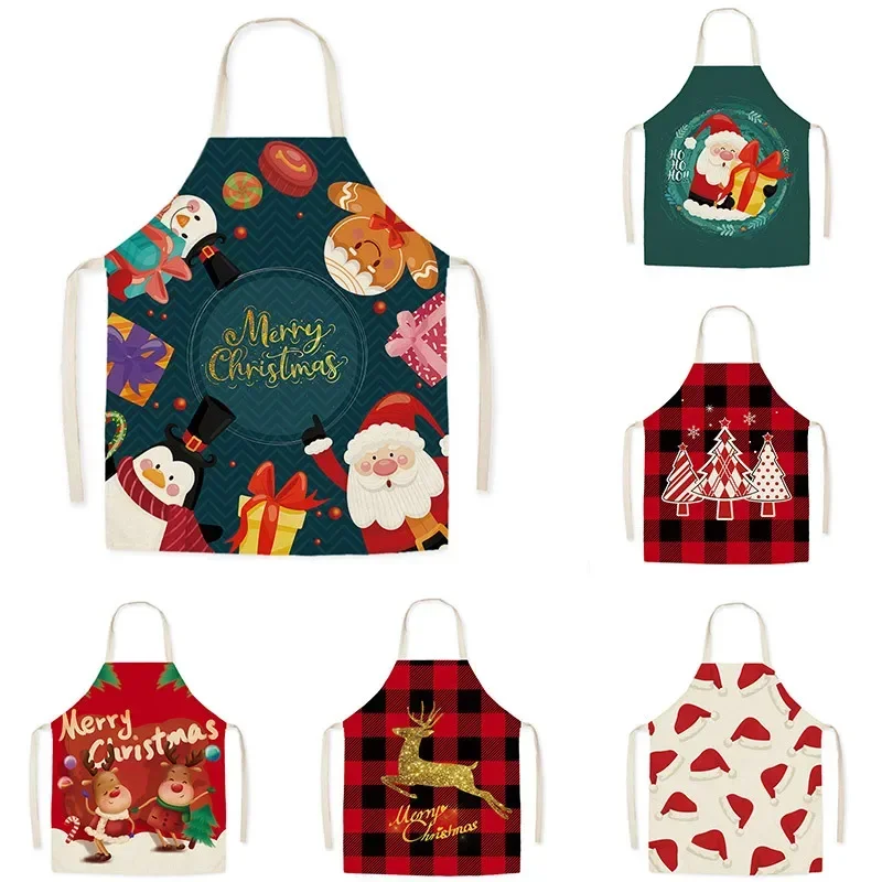 Christmas linen apron Christmas clothing supplies father and son suits men's aprons baking accessories ladies aprons