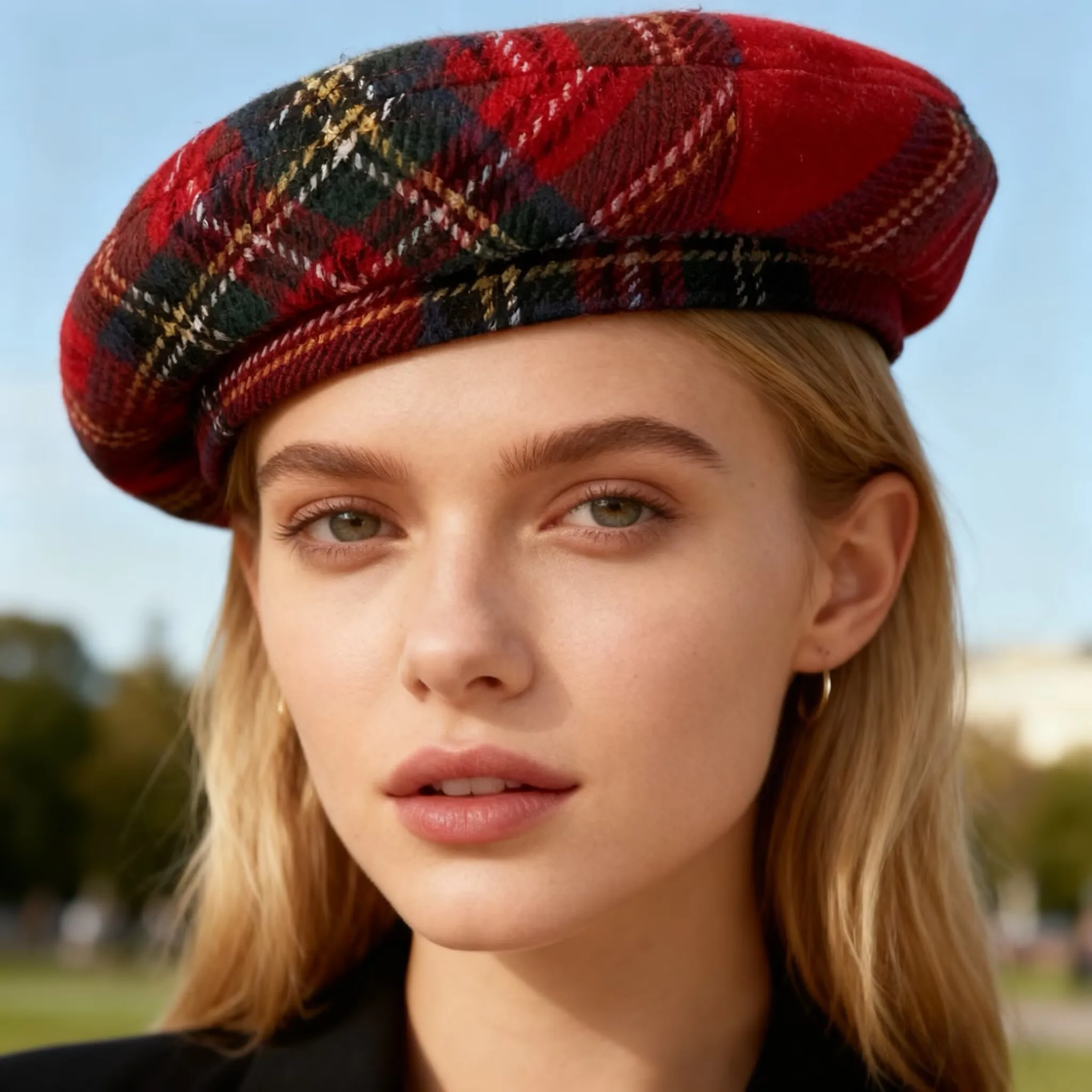 HongLuan zoet geruit patroon baret en krantenjongenspet vrouw, cosplay vrouwelijke accessoires